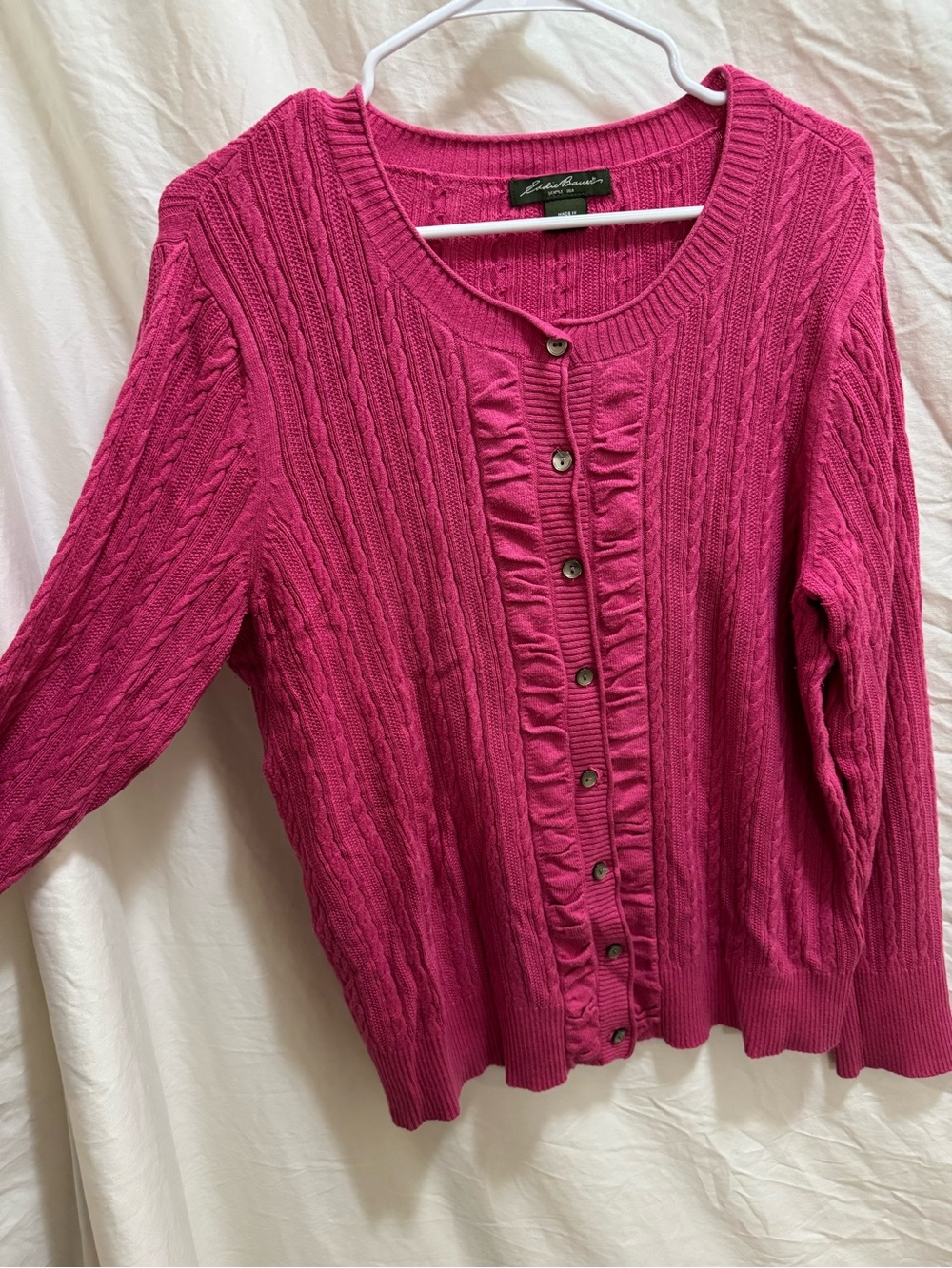 Eddie Bauer Women's Pink Cable Knit Cardigan Sweater